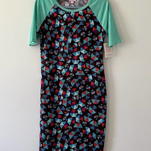 LuLaRoe NWT Julia Raglan Geometric Print Dress Small - Picture 11 of 11